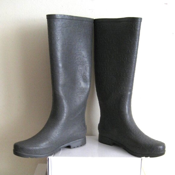 UGG Wilshire Tall Embossed Rainboots #3386, Gray, Size 7 - Picture 4 of 11